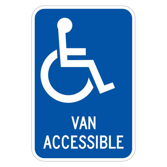 Van Accessible Handicap Symbol Sign - blue vertical rectangle sign with a large white accessible symbol above VAN ACCESSIBLE in white