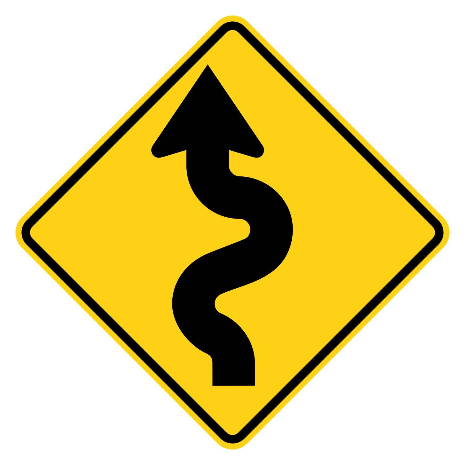 Winding Road Left Warning Sign W1-5L