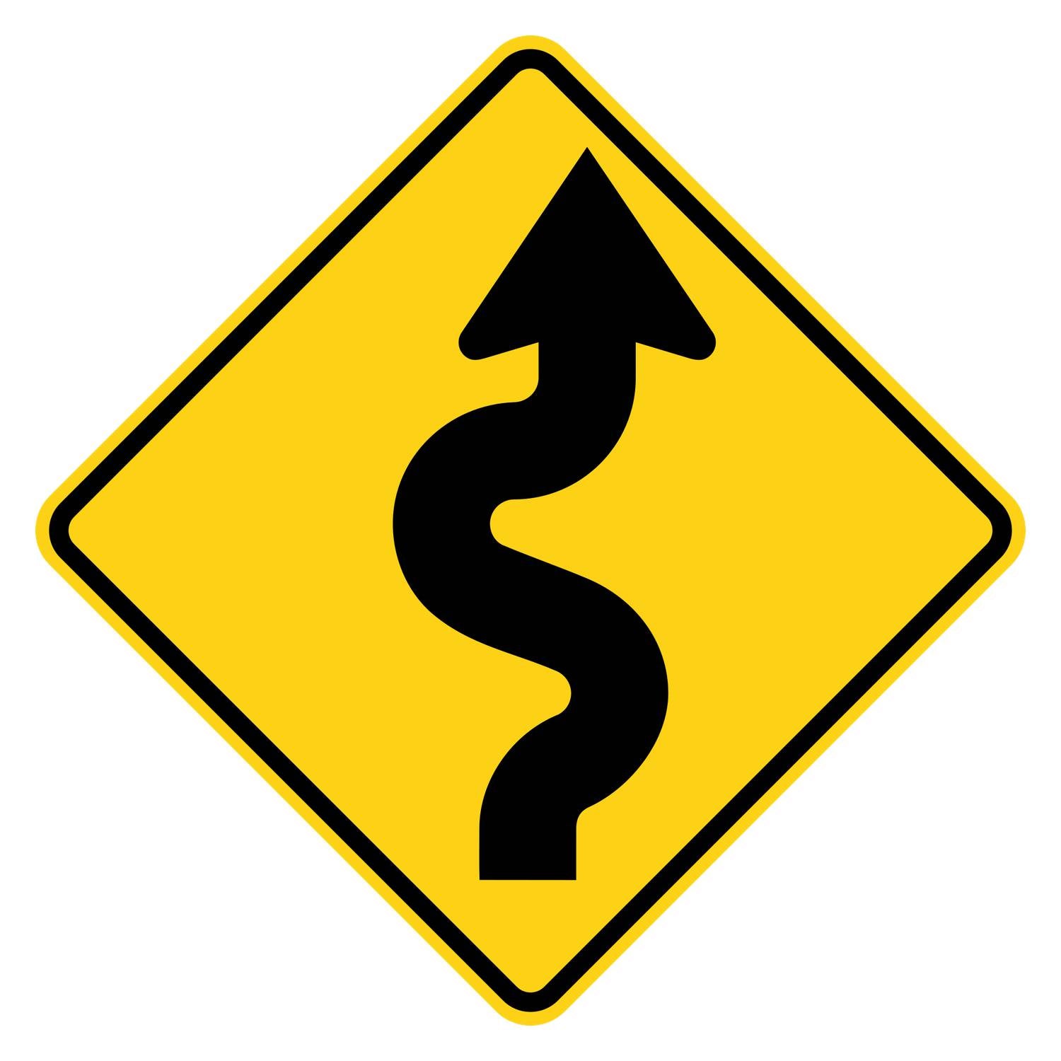 Winding Road Right Warning Sign W1-5R