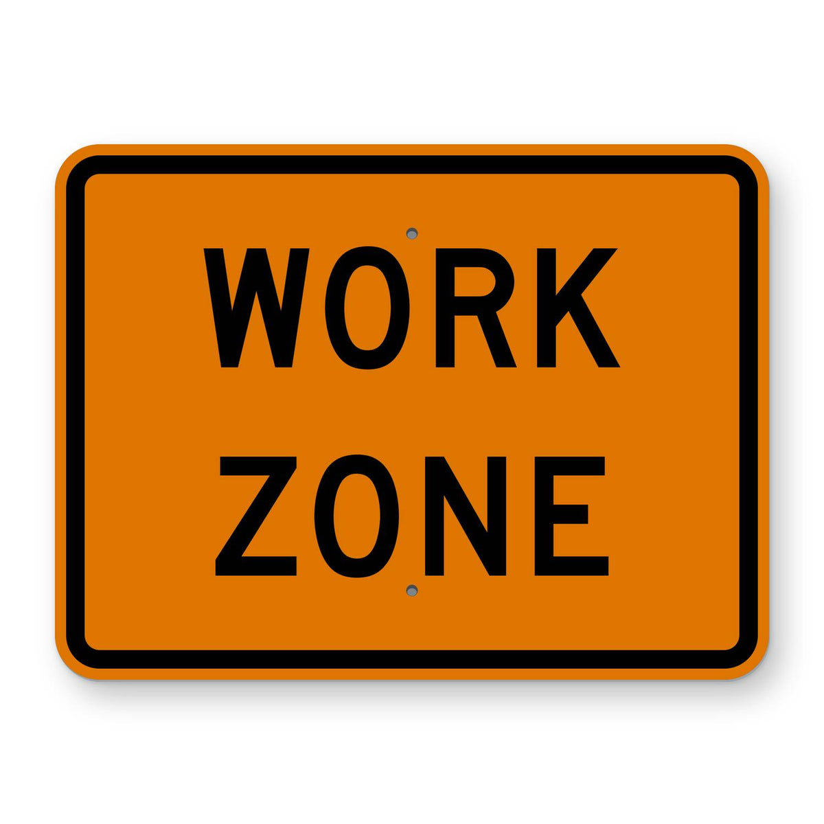 Work Zone Plaque G20-5aP - orange horizontal rectangle plaque reading WORK ZONE