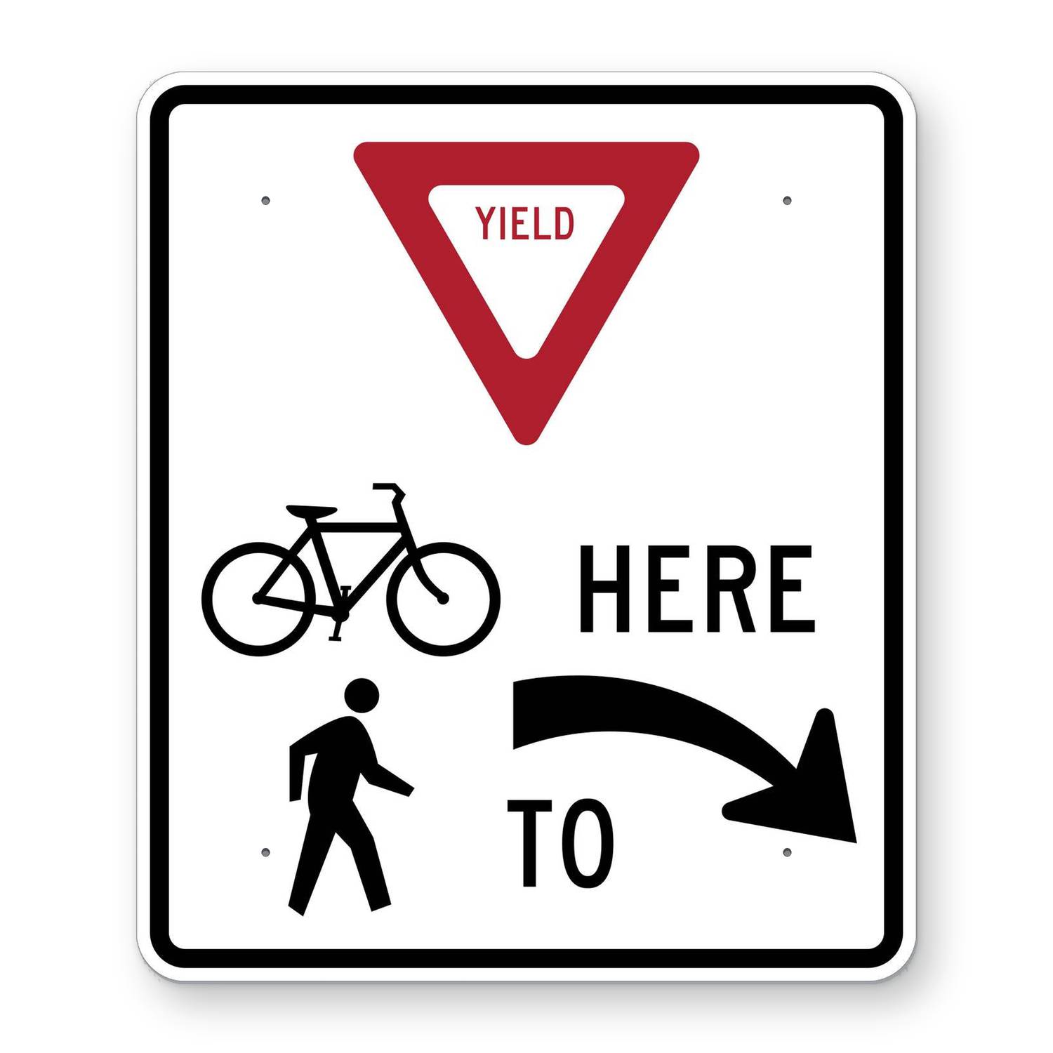Yield Here at Trail Crossing Right Arrow Sign R1-5dR – Road Signs