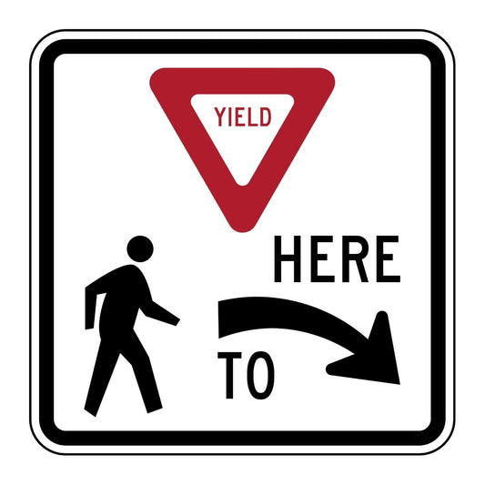 Yield Here To Pedestrians Right Sign R1-5R